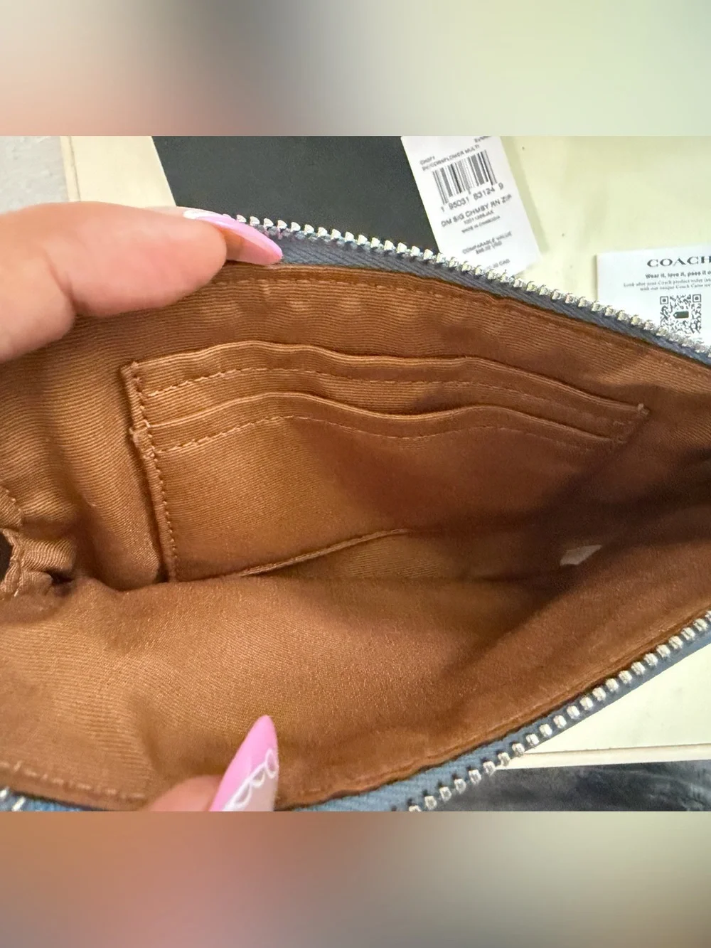 Coach Light Blue Denim Zip Wristlet - Picture 3 of 6